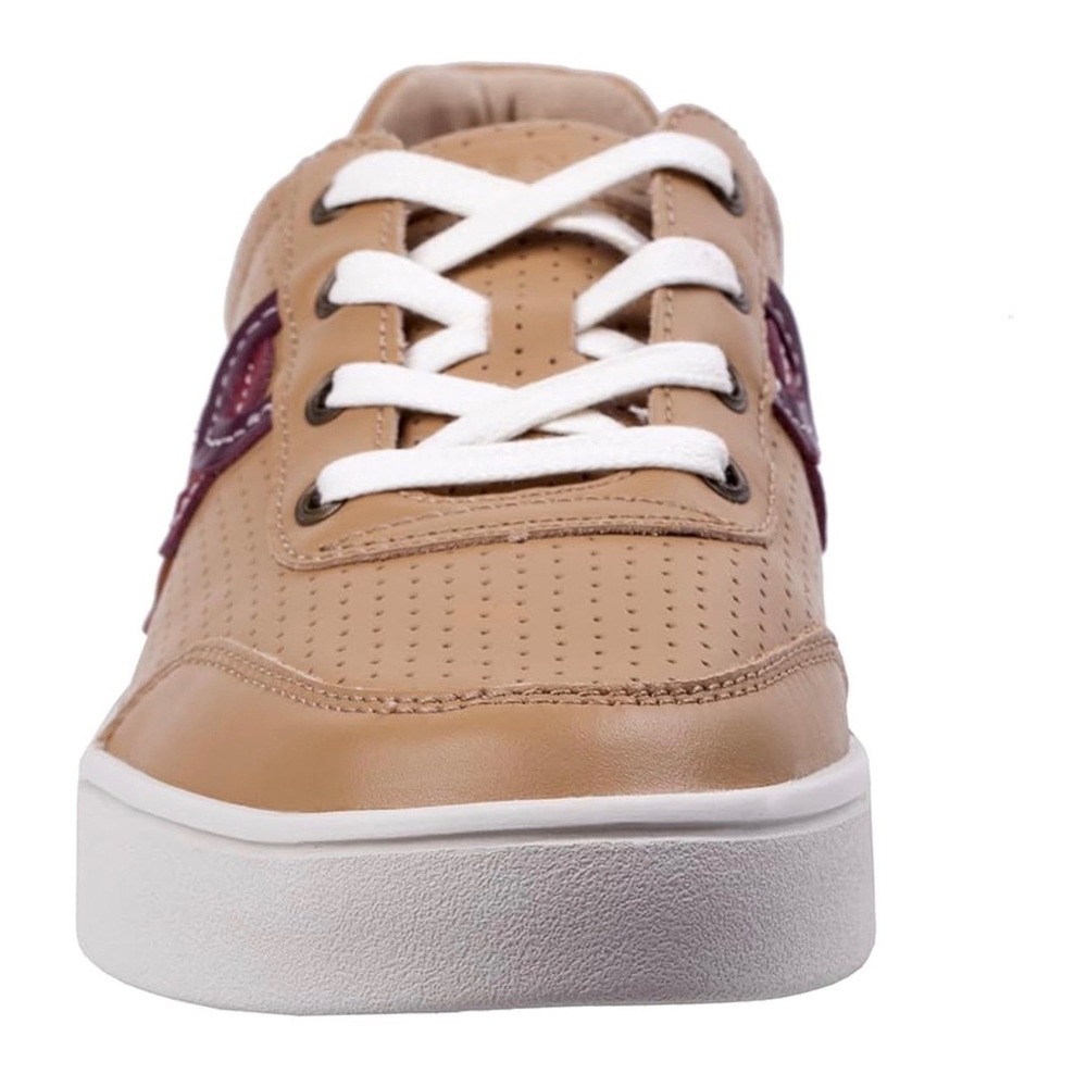 Spenco Womens Leather Orthotic Sneakers Tan Brown Perforated Lace Up Size 7 B - Picture 2 of 9
